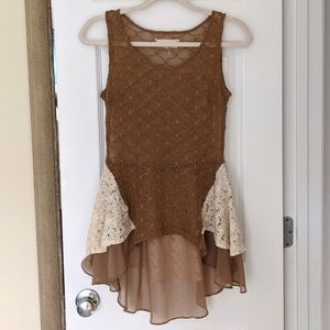 Knit tank with lace detail